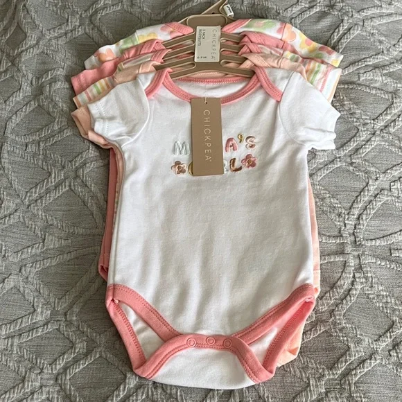 Chick Pea Pink and White Baby Bodysuit Collection